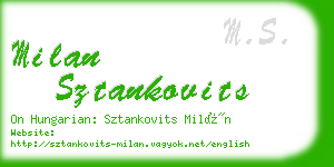 milan sztankovits business card